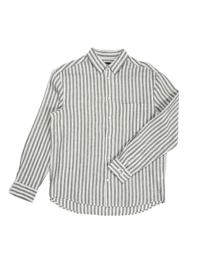 Olive and White Striped Button-Down - Kloth Studio Inc. - klothstudio.com