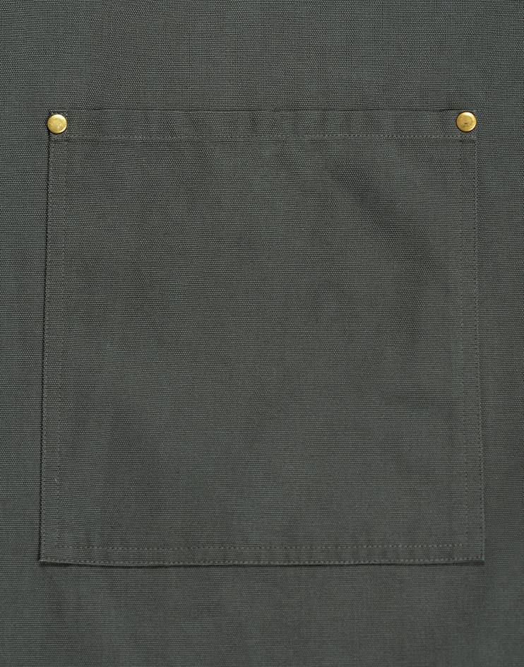 Grey Twill Apron with Leather Detailing - Kloth Studio Inc. - klothstudio.com