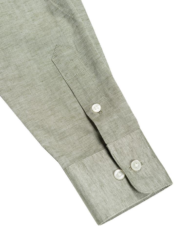 Olive Green Mandarin Collar Shirt - Kloth Studio Inc. - klothstudio.com
