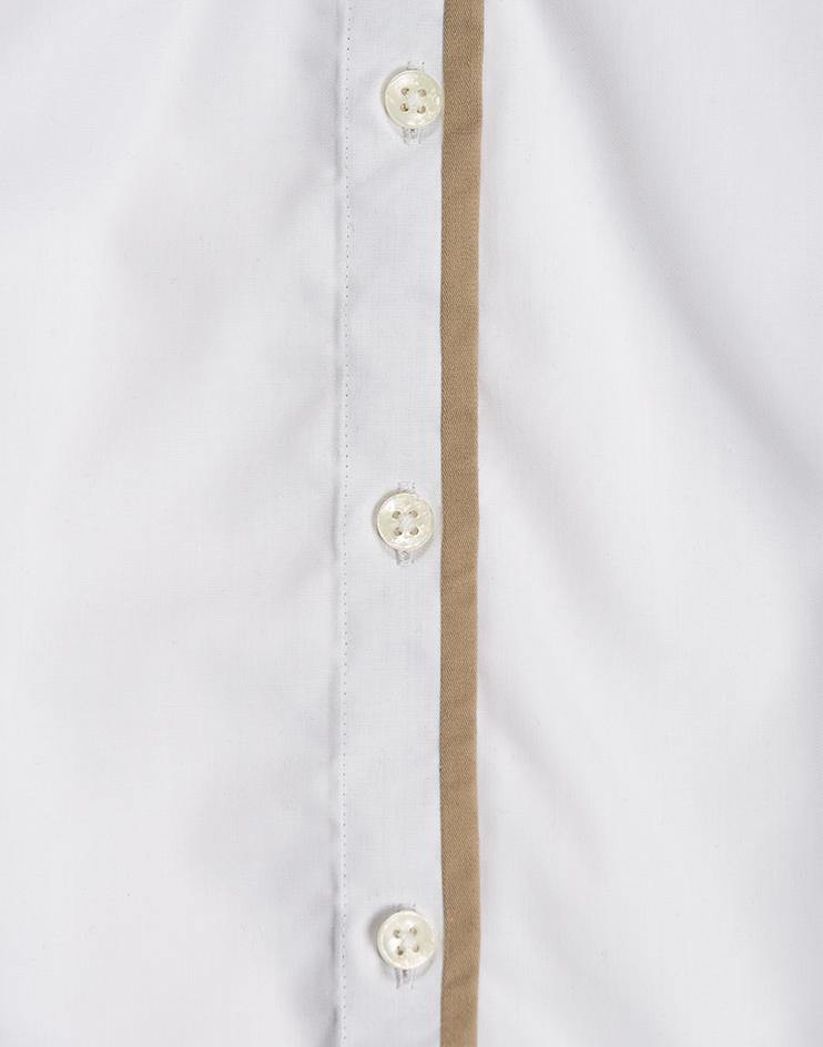 White Collared Shirt with Tan Contrast - Kloth Studio Inc. - klothstudio.com