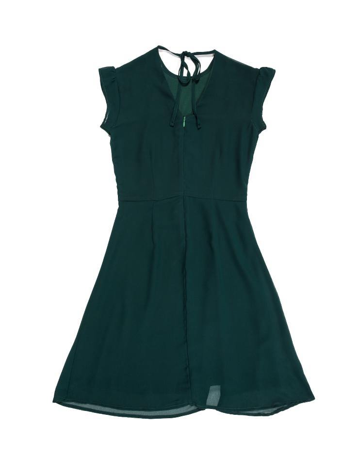 Forest Green Dress with Front Slit - Kloth Studio Inc. - klothstudio.com