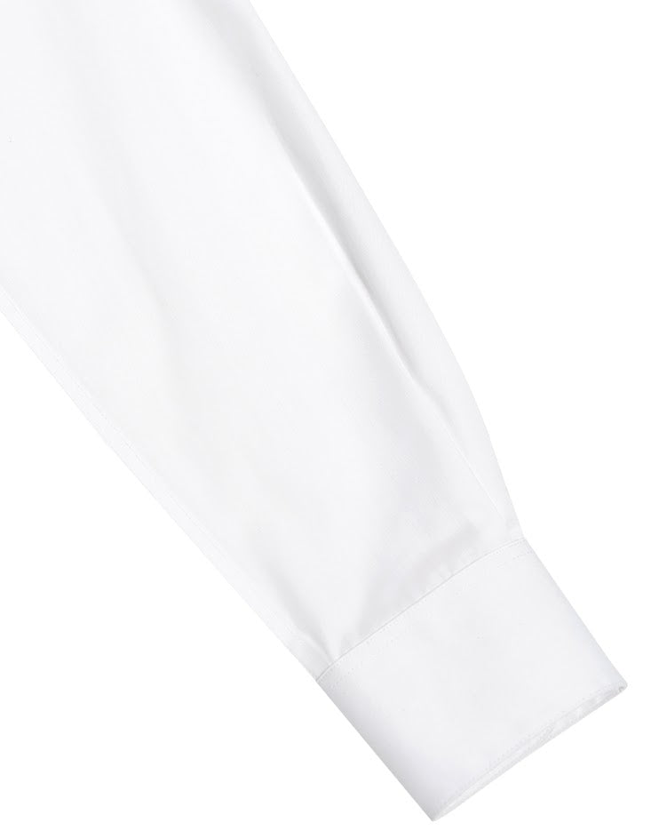 White Shirt with Pink Contrast Collar and Piping
