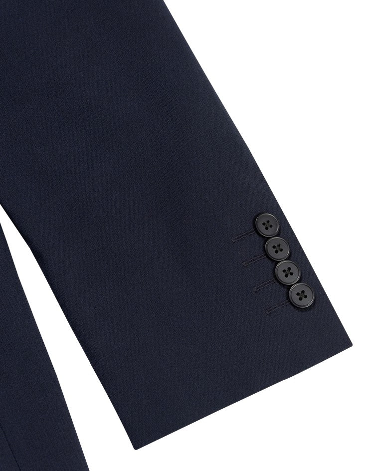 Navy Suit Jacket with Pink Pocket Square