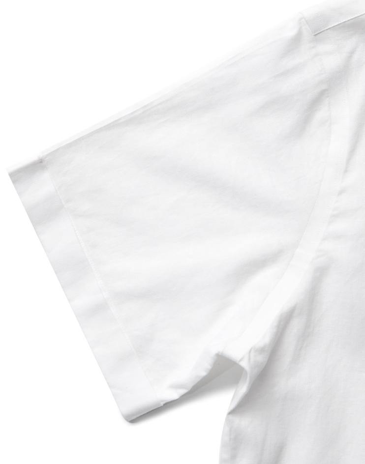 Men’s White Linen Henley Short Sleeve Shirt with Pink Inside Collar Contrast - Kloth Studio Inc. - klothstudio.com