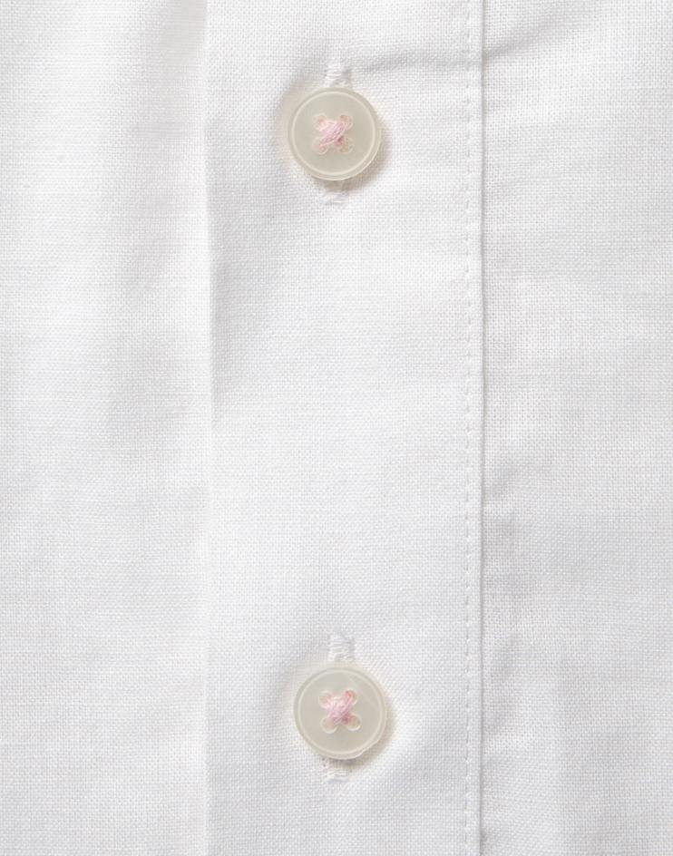 Men’s White Linen Henley Short Sleeve Shirt with Pink Inside Collar Contrast - Kloth Studio Inc. - klothstudio.com