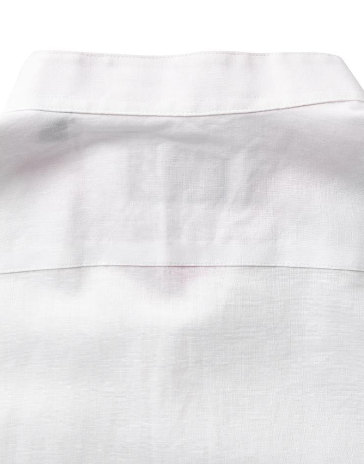 Men’s White Linen Henley Short Sleeve Shirt with Pink Inside Collar Contrast - Kloth Studio Inc. - klothstudio.com