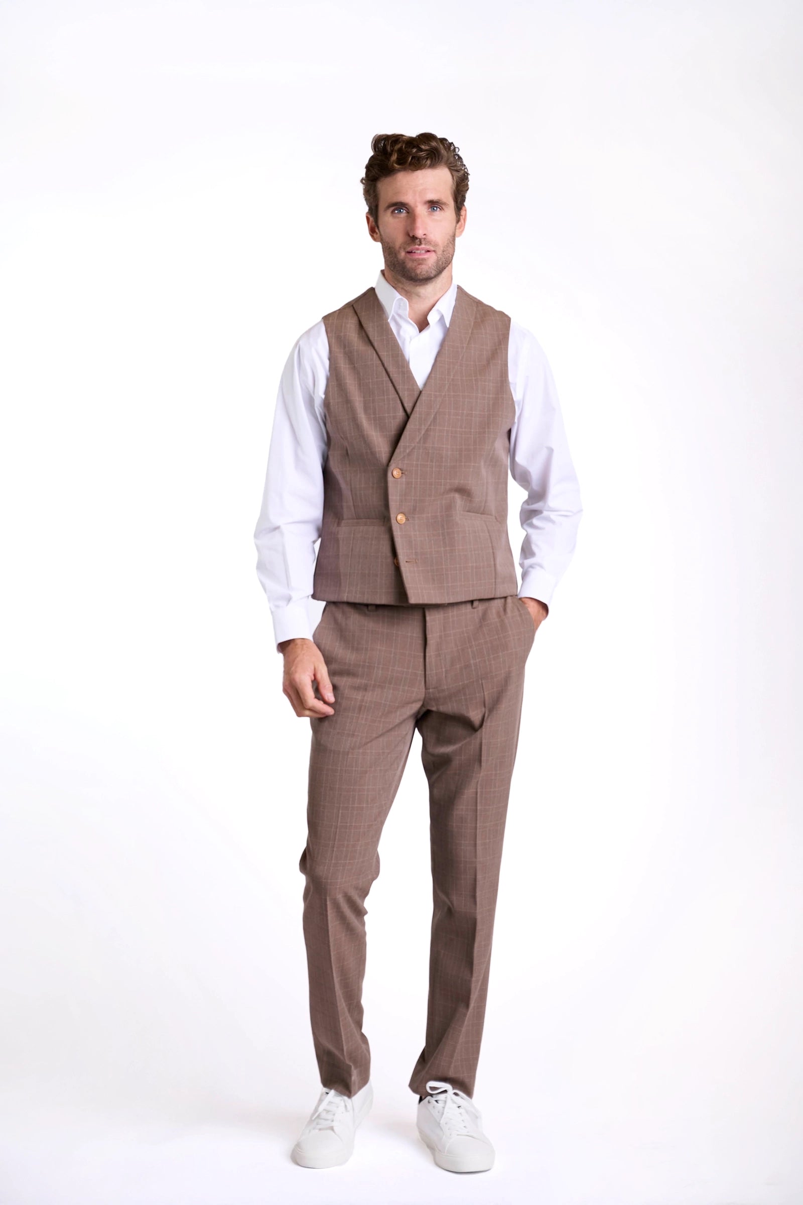 Men's Brown Textured Classic Waistcoat