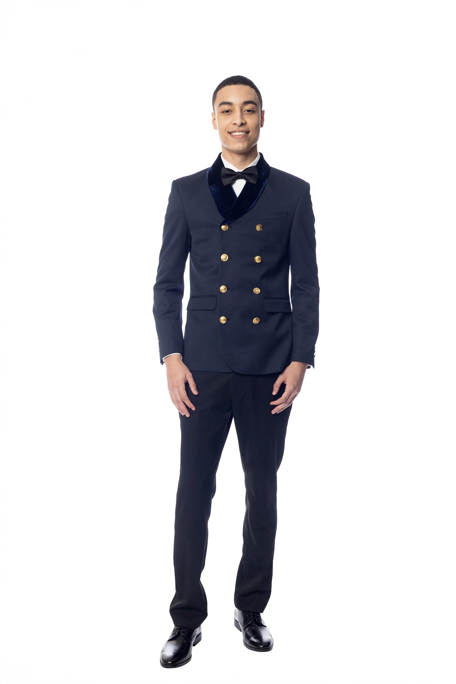 Men's Velvet-Collar Double-Breasted Blazer