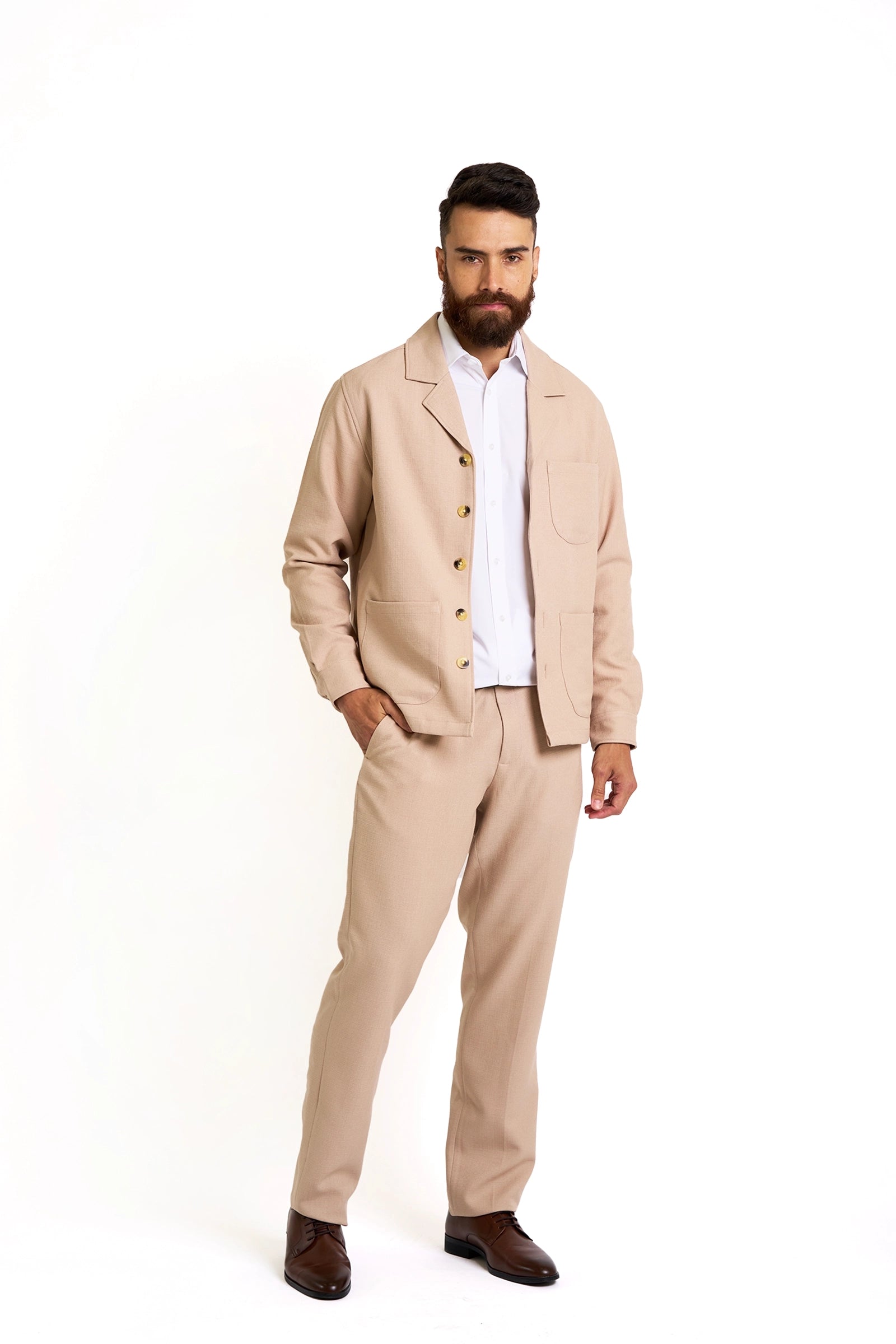 Beige Classic Tailored Chore Coat
