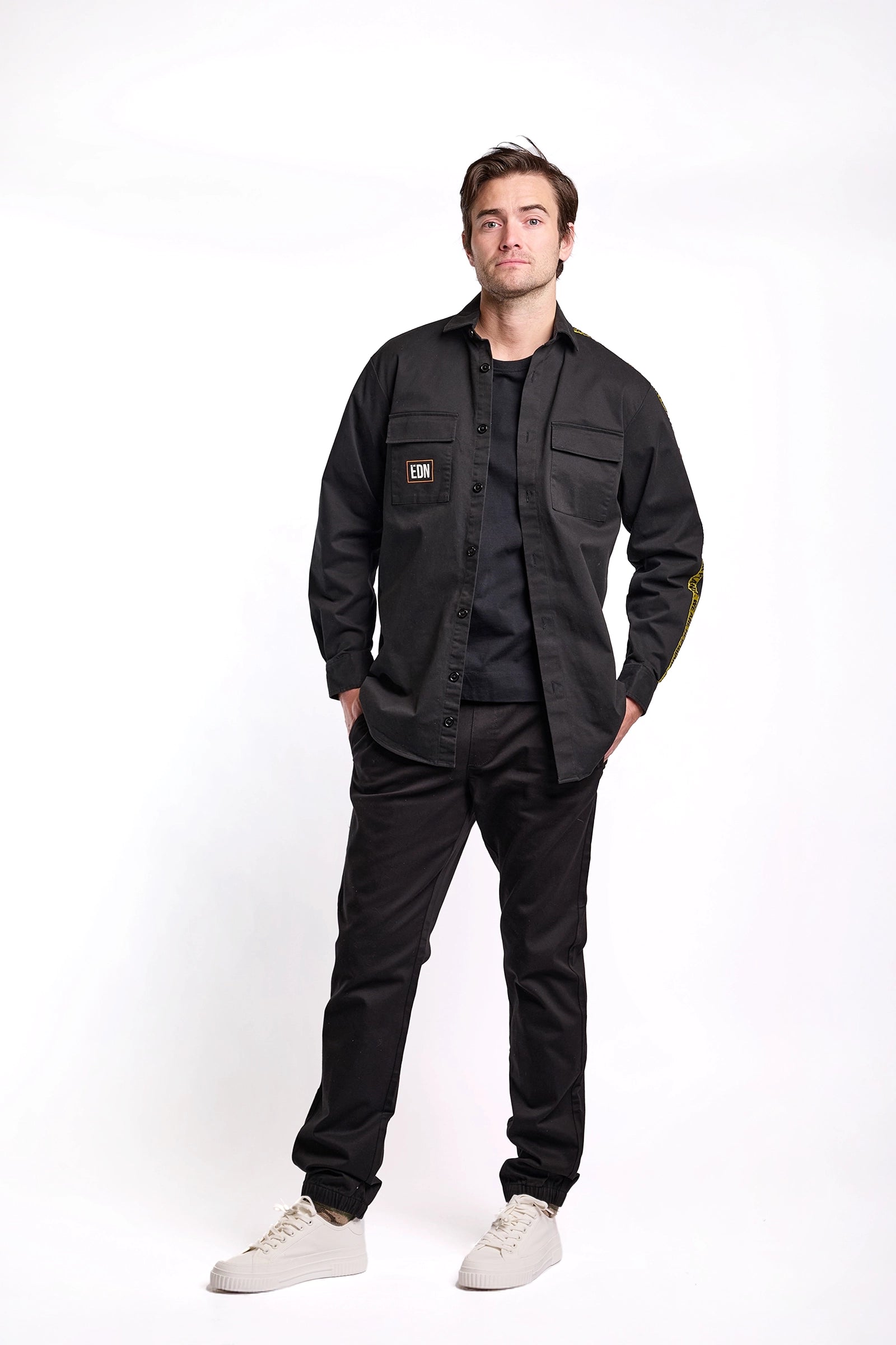 Men's Black Chore coat with Patch pockets