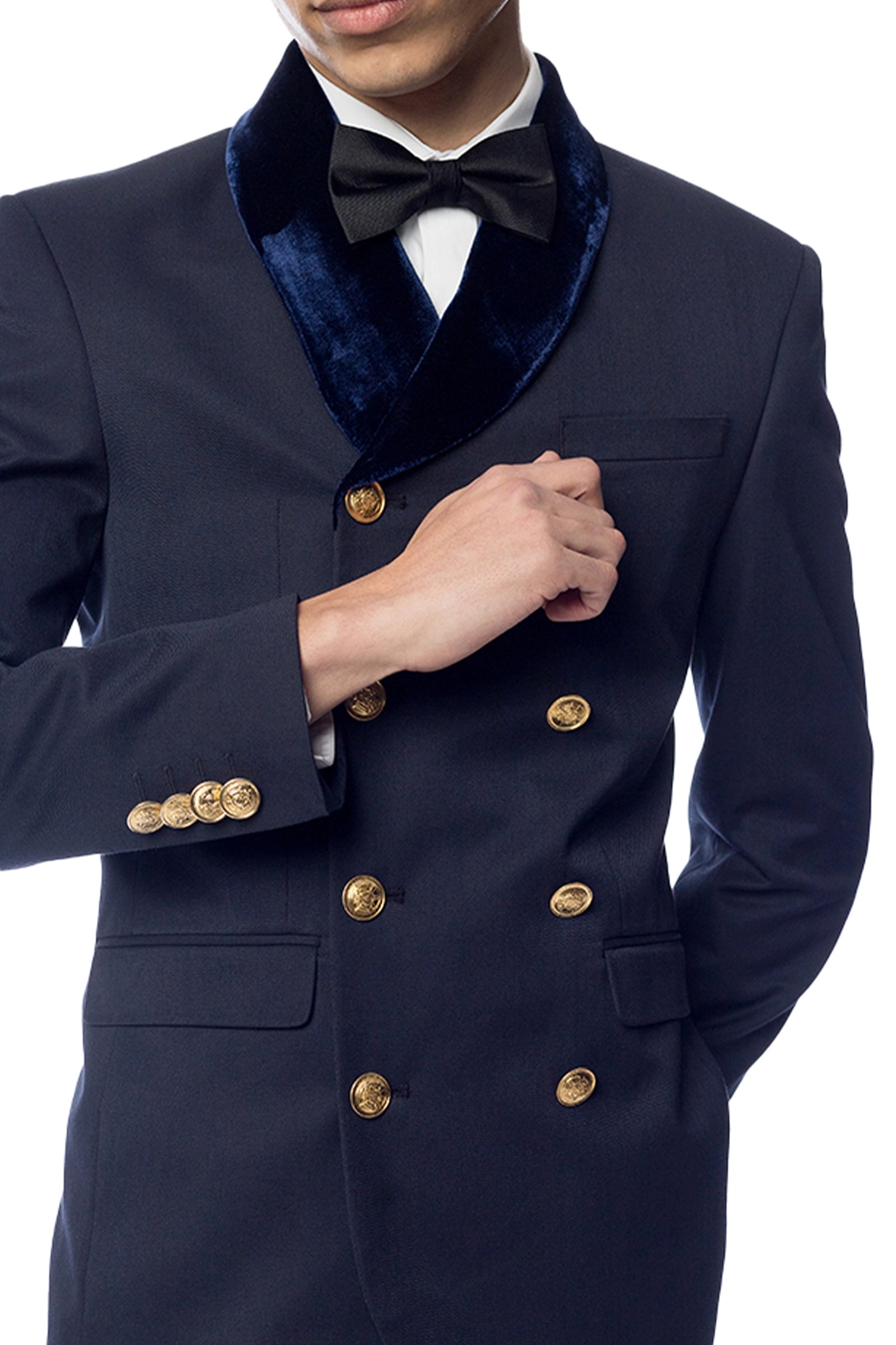 Men's Velvet-Collar Double-Breasted Blazer