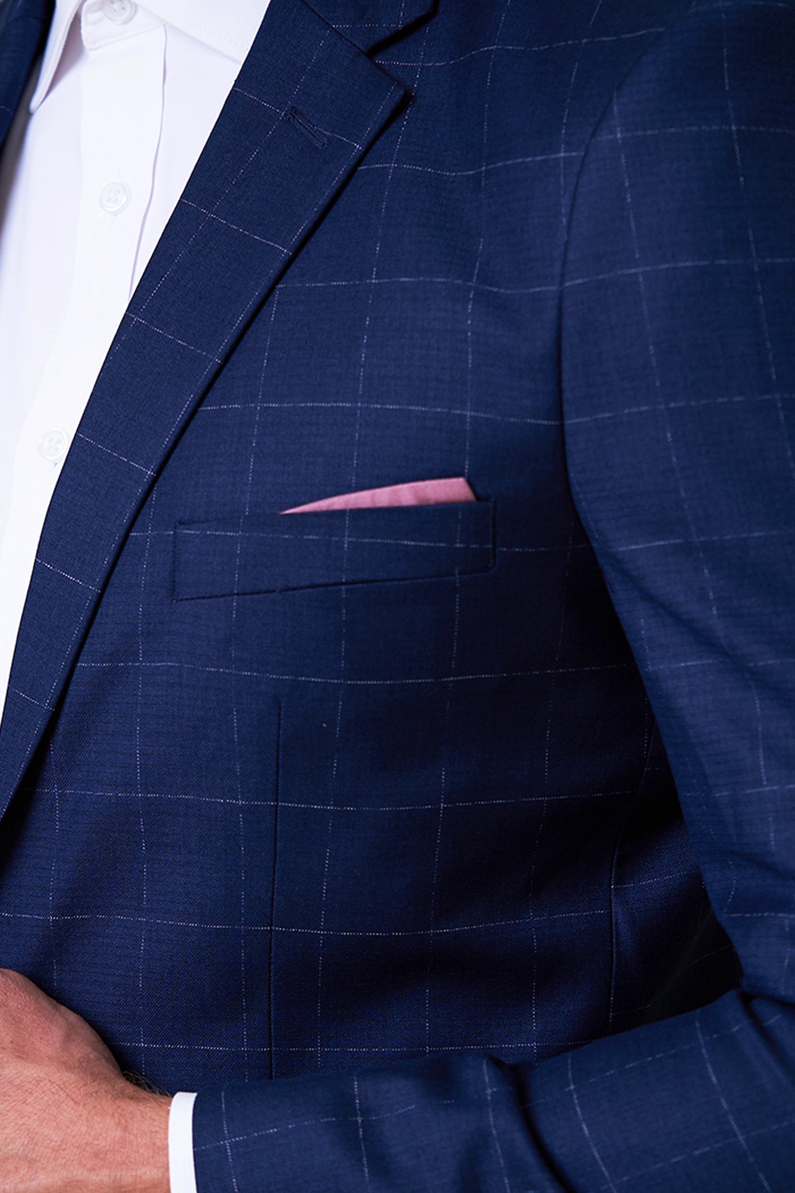 Men's Navy Windowpane Tailored Blazer