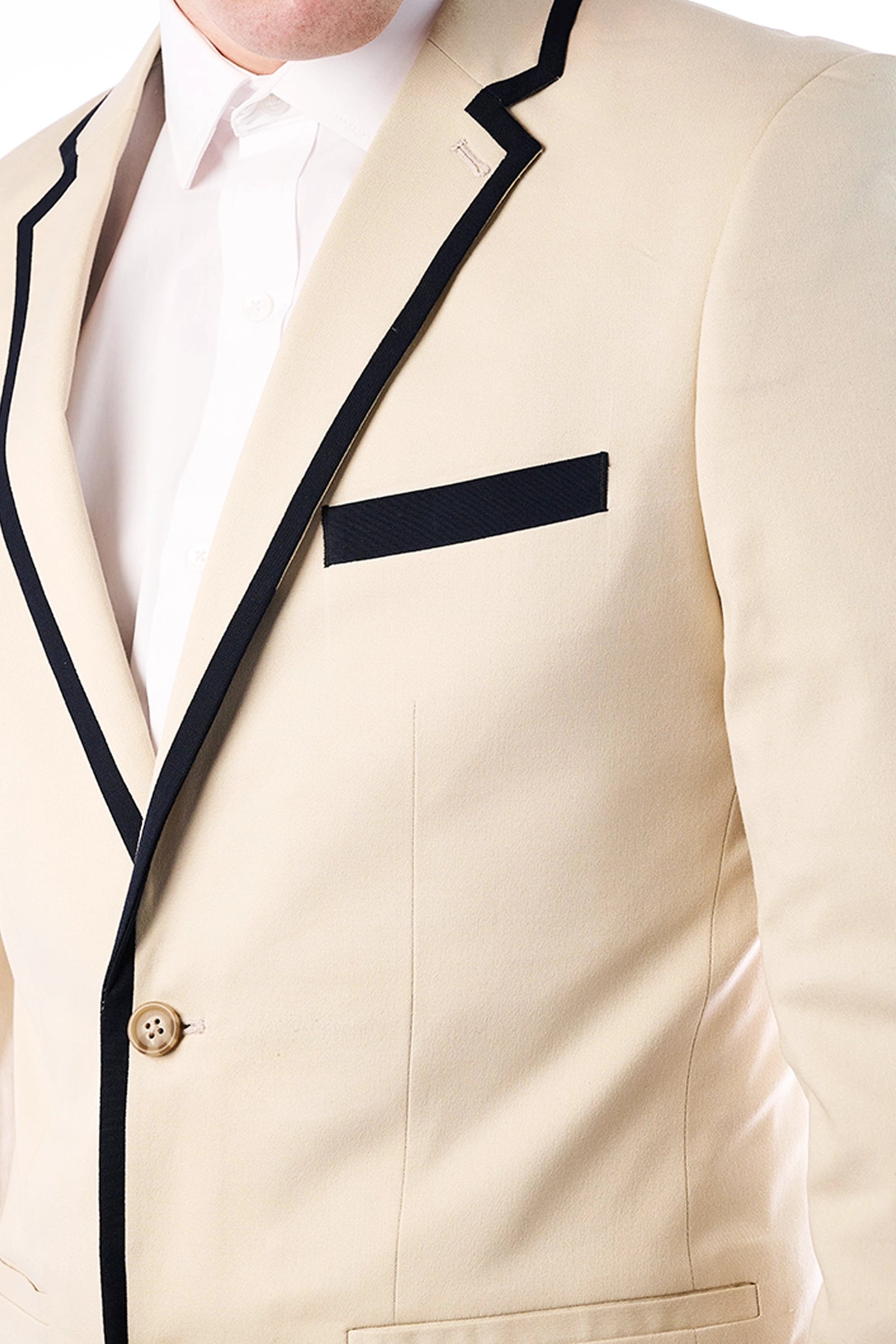 Men's Contrast-Piping Slim-Fit Blazer