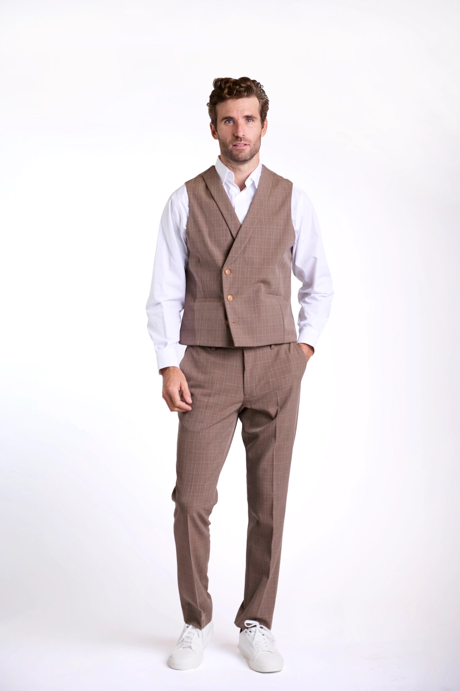 Men's Brown Textured Classic Waistcoat