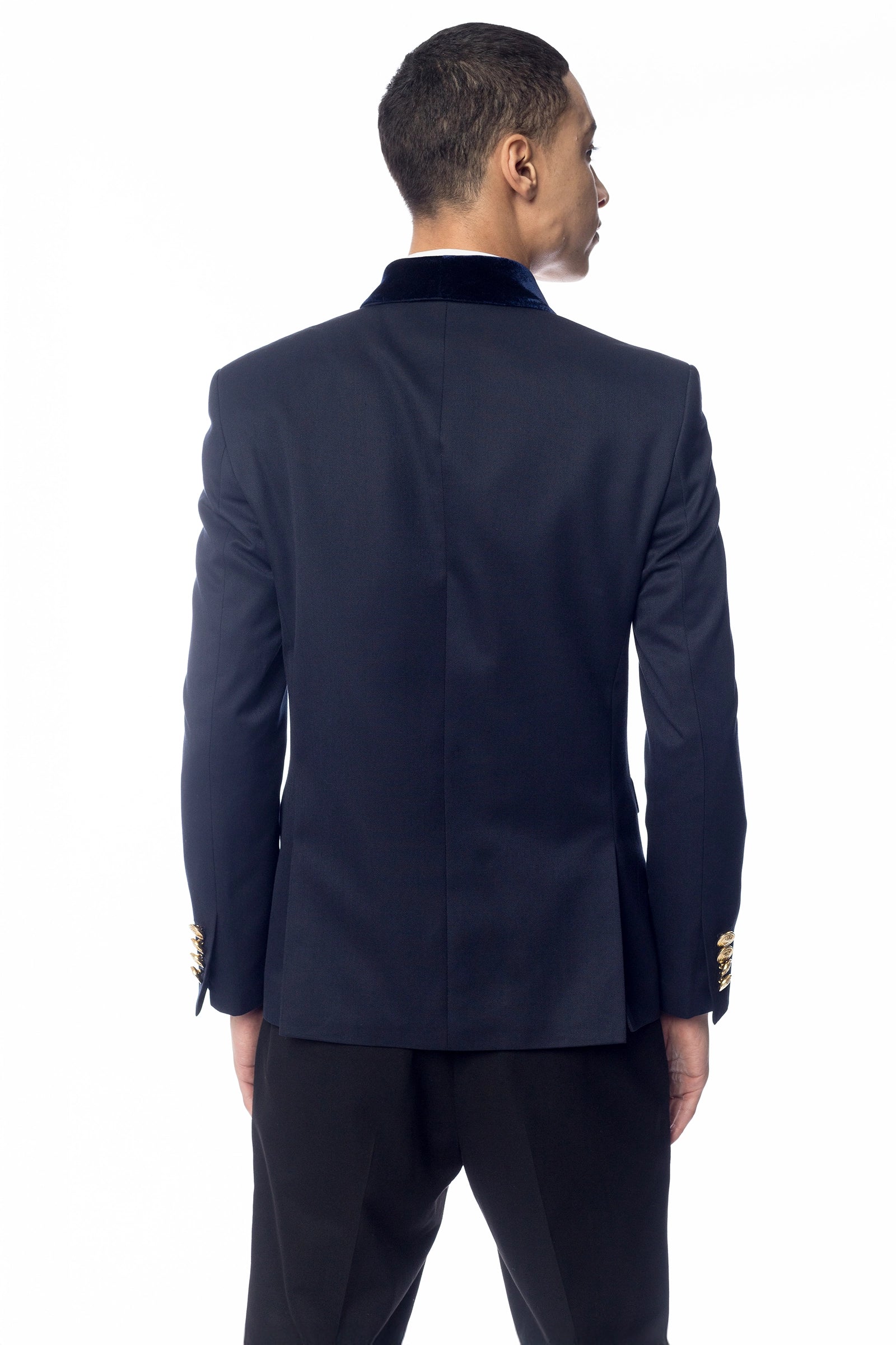 Men's Velvet-Collar Double-Breasted Blazer