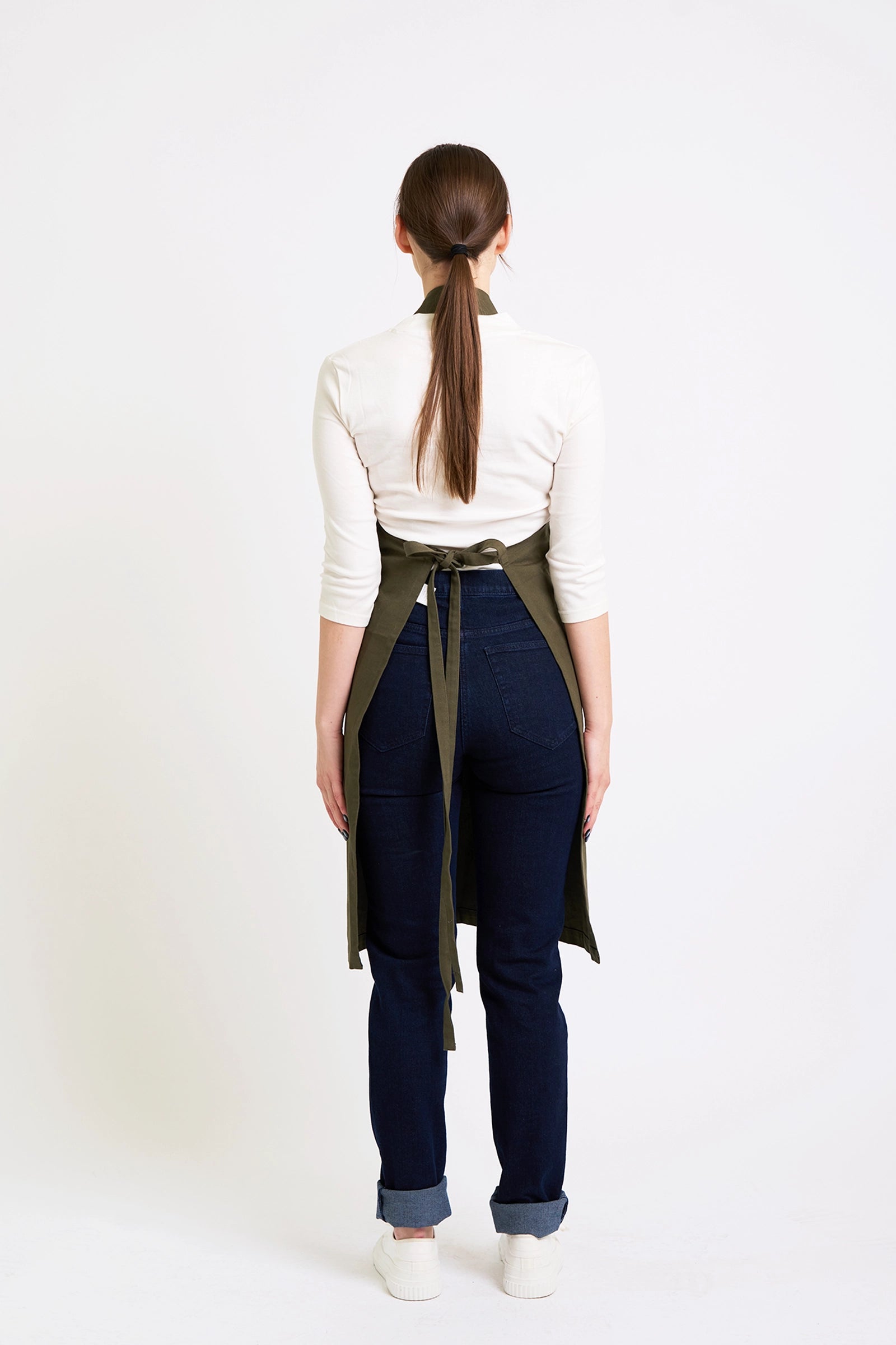 Bib Apron with Lapel Neckline