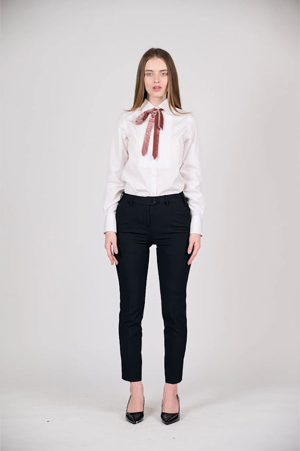 Elegant Women's White Tuxedo Shirt