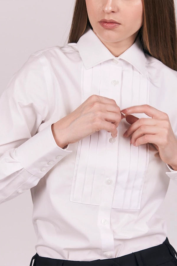 Elegant Women's White Tuxedo Shirt