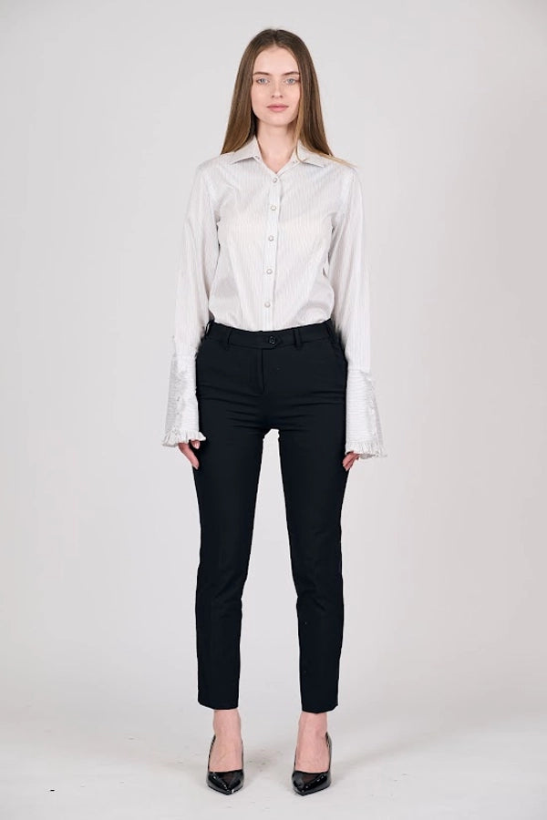 Elegant Striped Shirt with Flared Sleeves