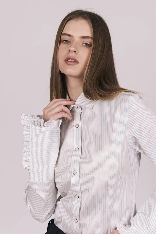 Elegant Striped Shirt with Flared Sleeves