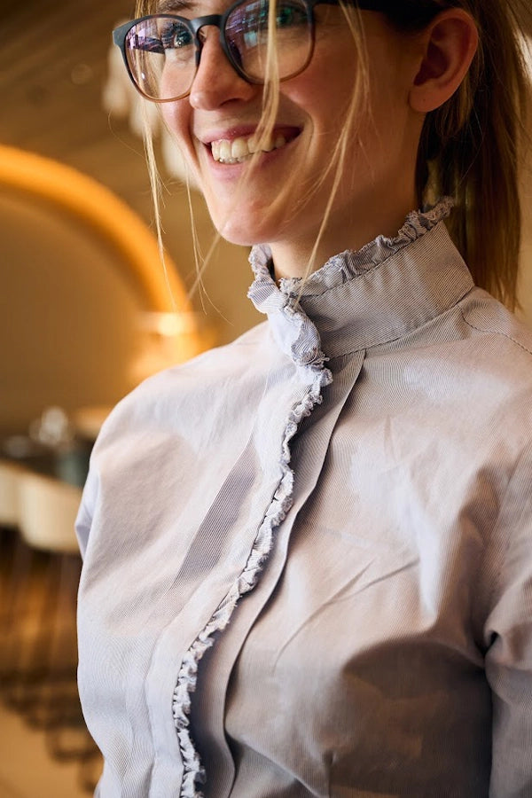 Elegant Ruffled High-Neck Shirt