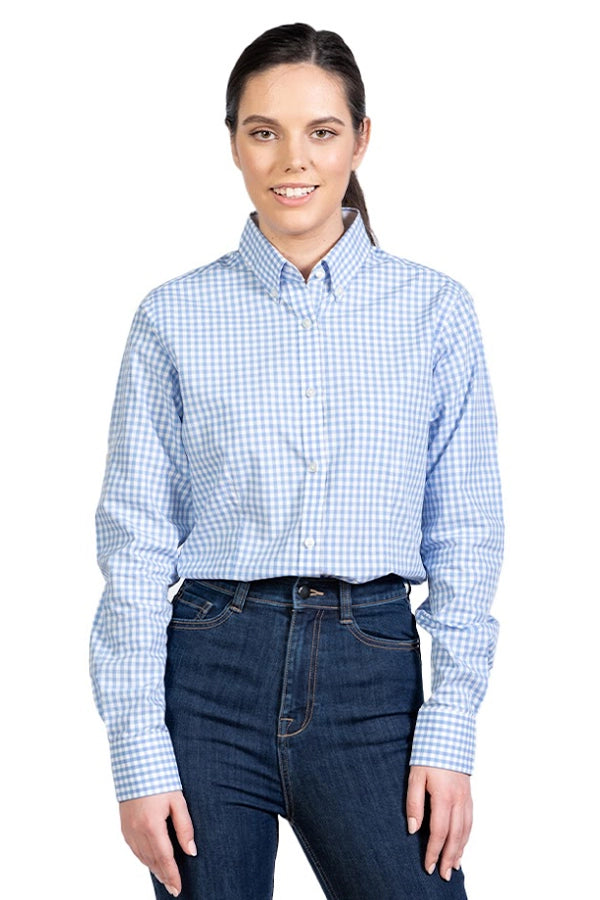 Classic Blue Gingham Button-Up Shirt