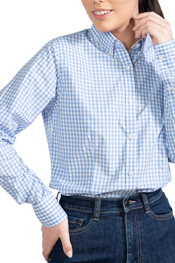 Classic Blue Gingham Button-Up Shirt