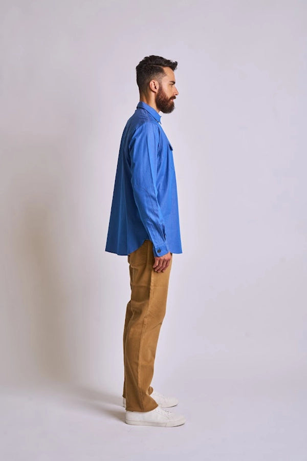 Men's Blue Zip-Front Utility Shirt