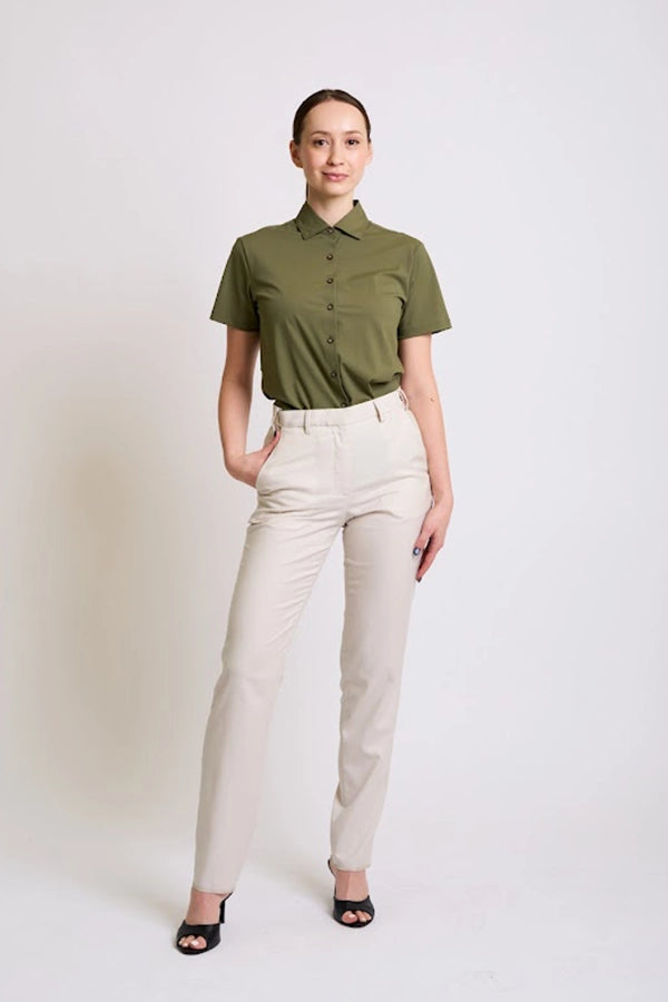 Women's Classic Olive Green Button-Up Shirt