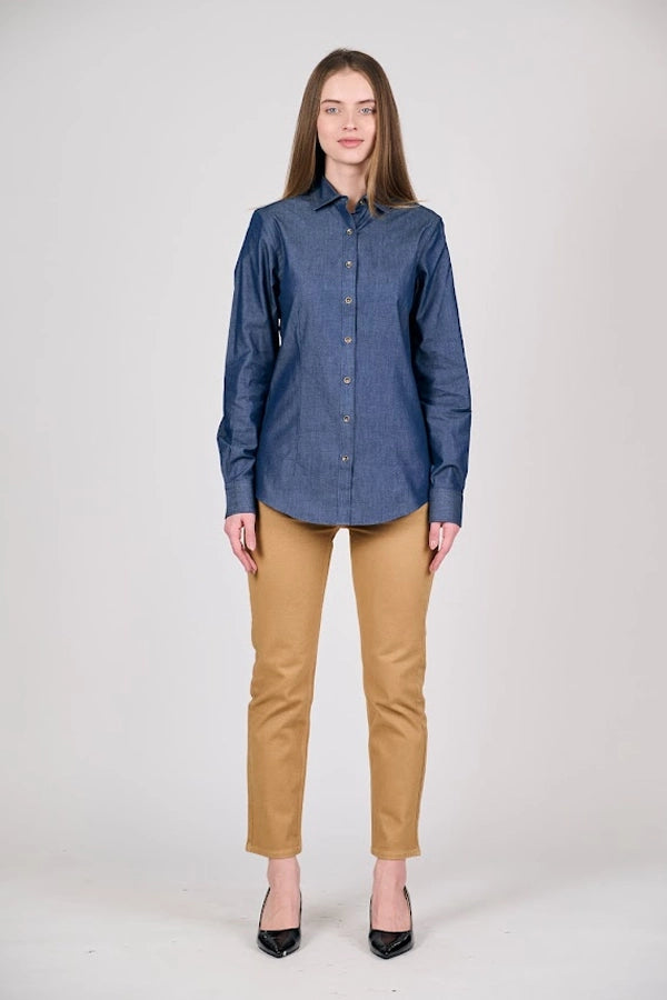 Women's Classic Denim Button-Up Shirt