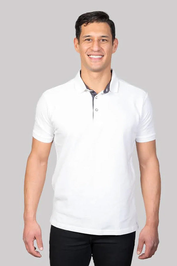 White Polo T-Shirt with  Contrasting Collar