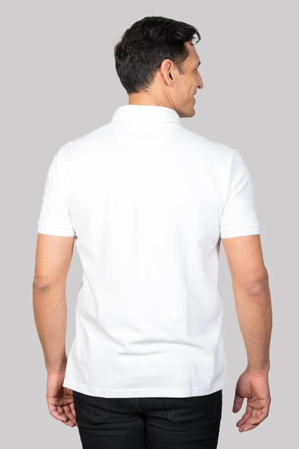 White Polo T-Shirt with  Contrasting Collar