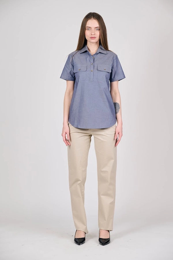 Women's Chambray Short Sleeve Utility Shirt