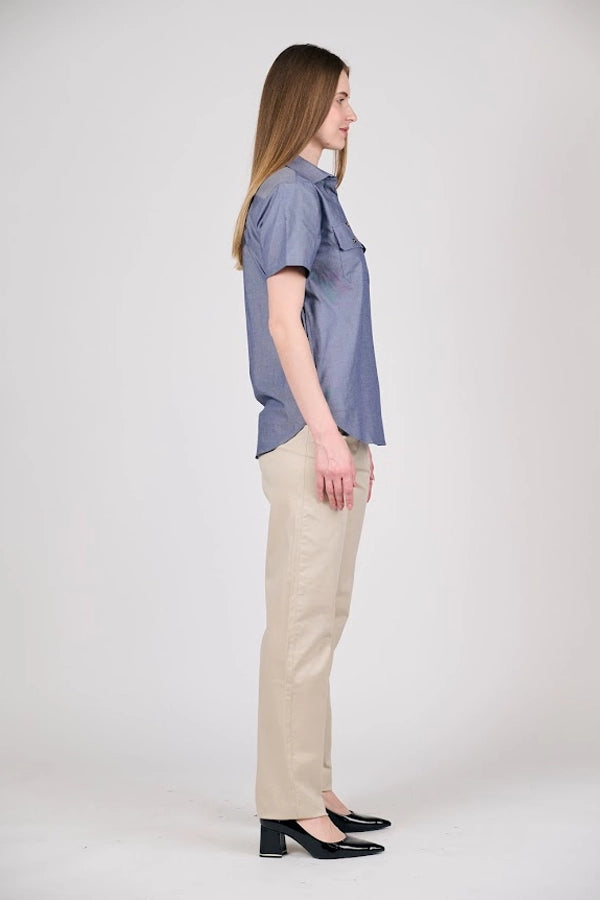 Women's Chambray Short Sleeve Utility Shirt