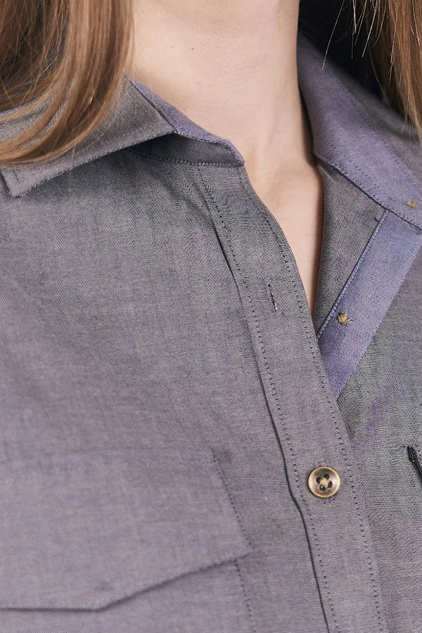 Women's Long Sleeve Chambray  Utility Shirt