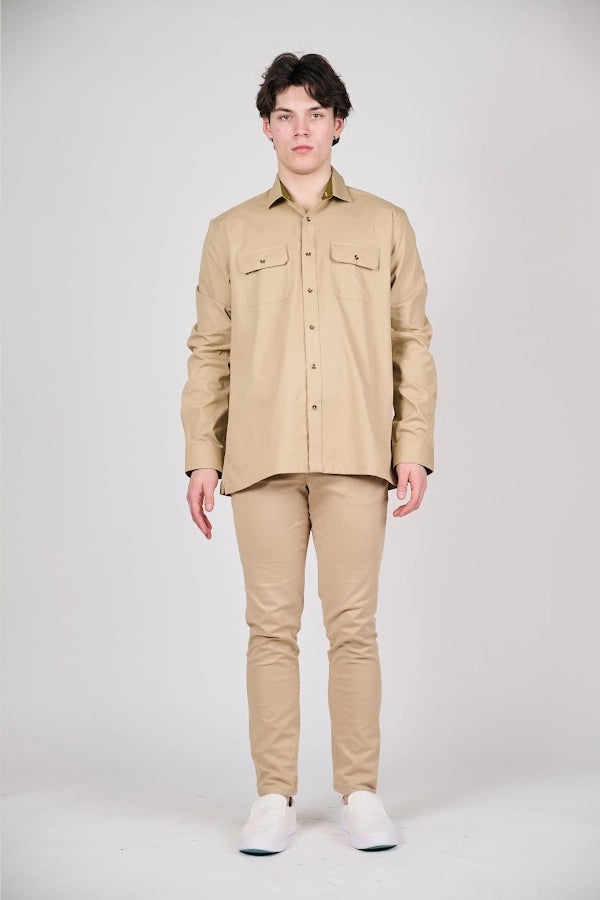 Men's Long Sleeve Khaki Utility Shirt