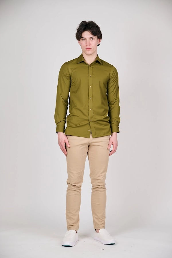 Olive Green Button-Up Shirt