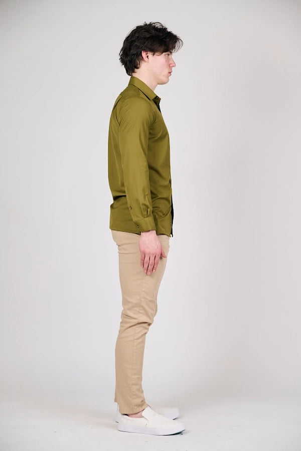Olive Green Button-Up Shirt