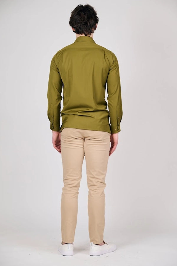 Olive Green Button-Up Shirt