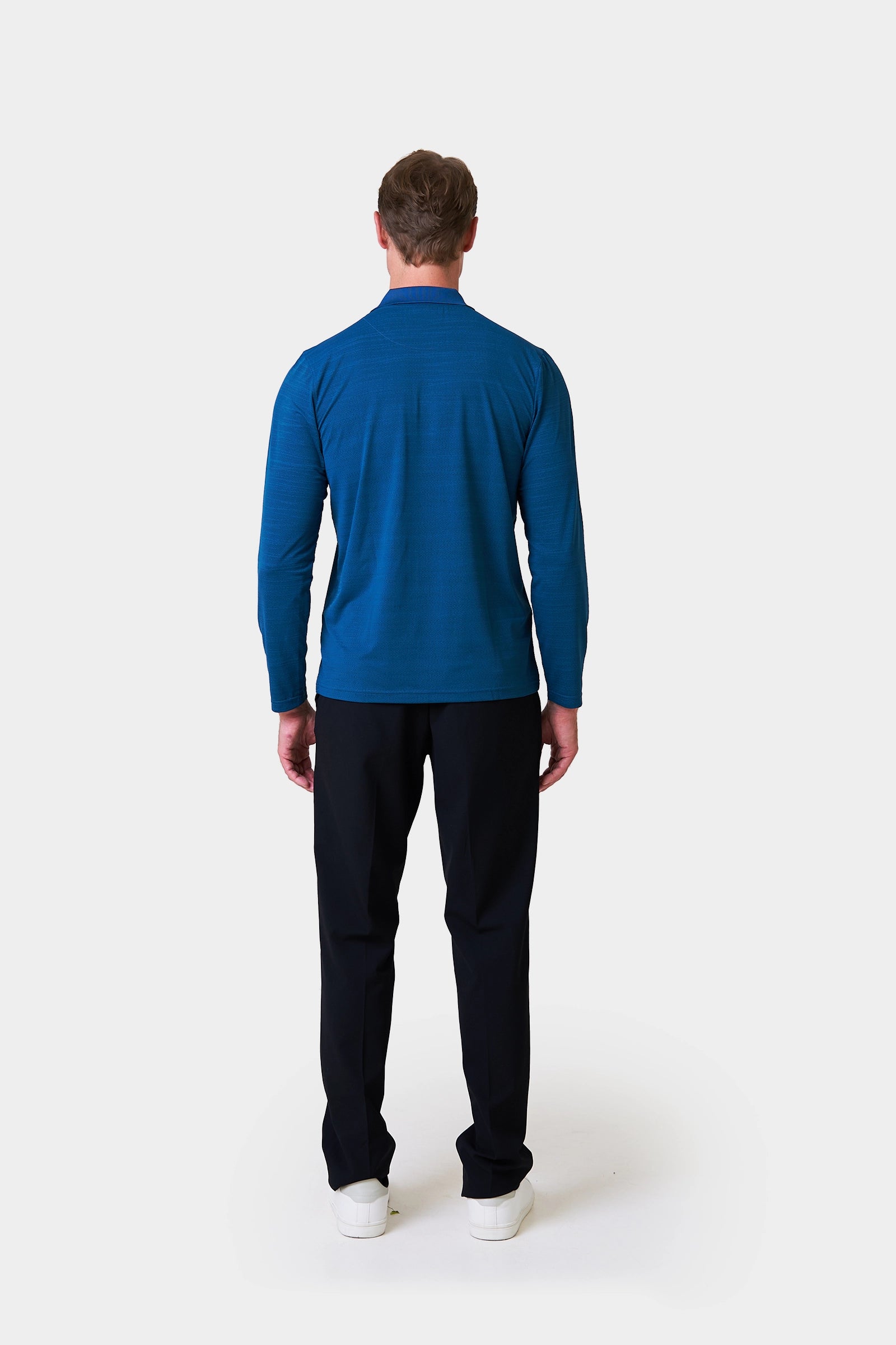 Server Winter Men's Teal Long Sleeve Polo Shirt with Logo Print on Chest