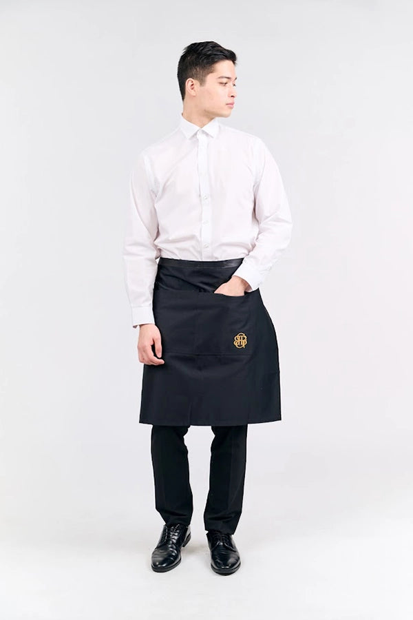Classic Black Waist Apron with  Embroidered Logo
