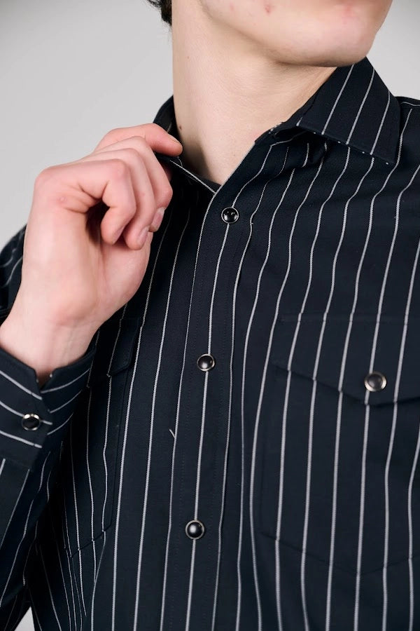 Casual Striped Black Shirt