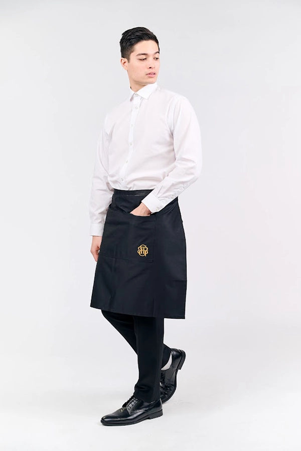 Classic Black Waist Apron with  Embroidered Logo