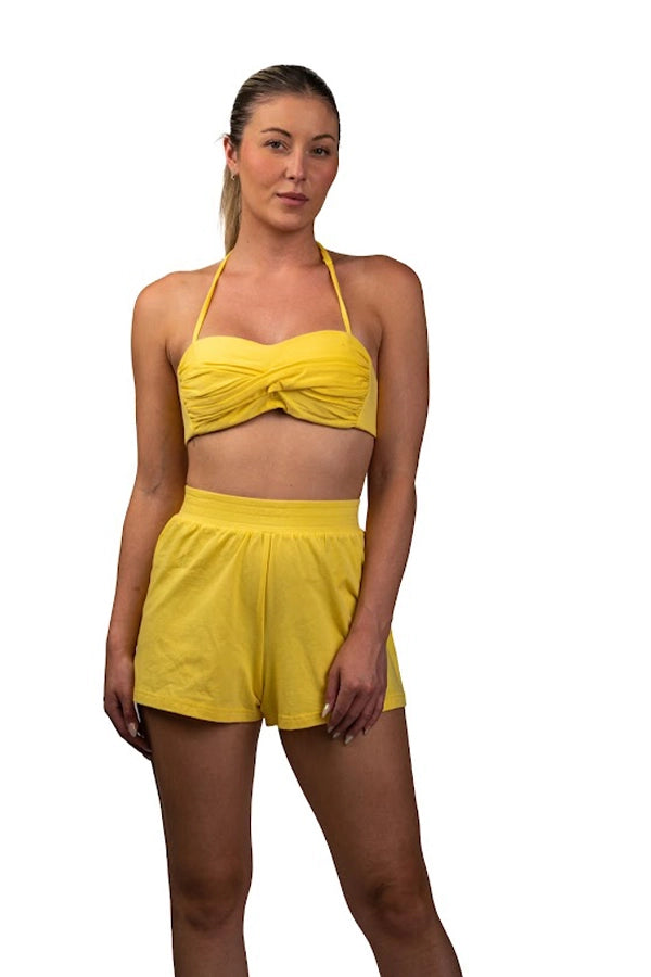 Women's High-Waisted Yellow Shorts