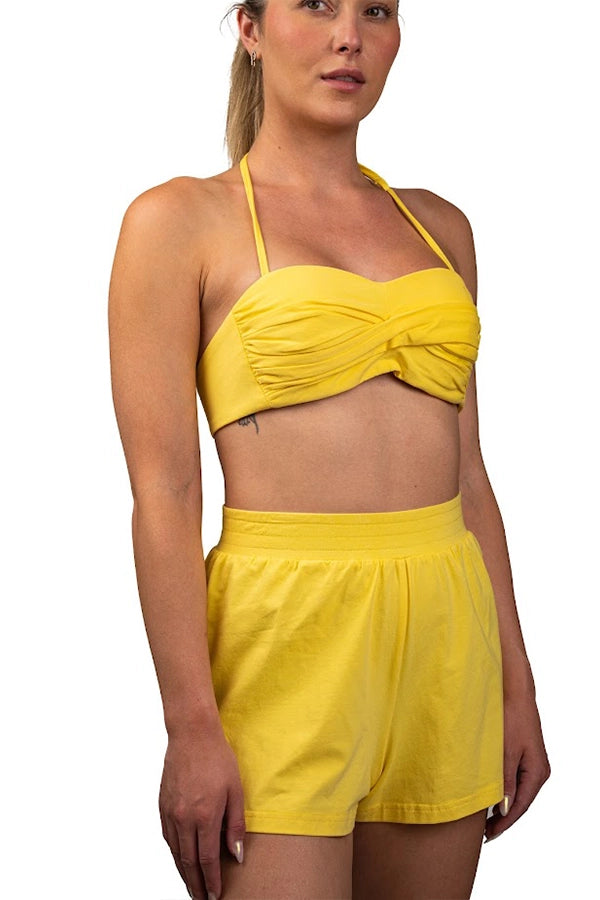 Women's High-Waisted Yellow Shorts