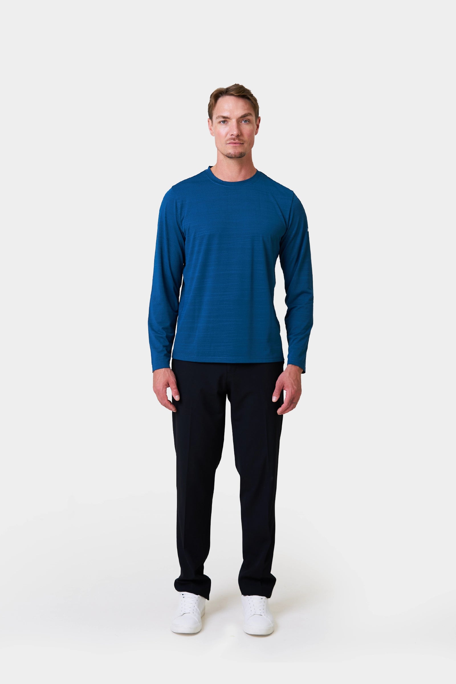 Bussers Winter Men's Teal Long Sleeve T-Shirt with Logo Print on Sleeve