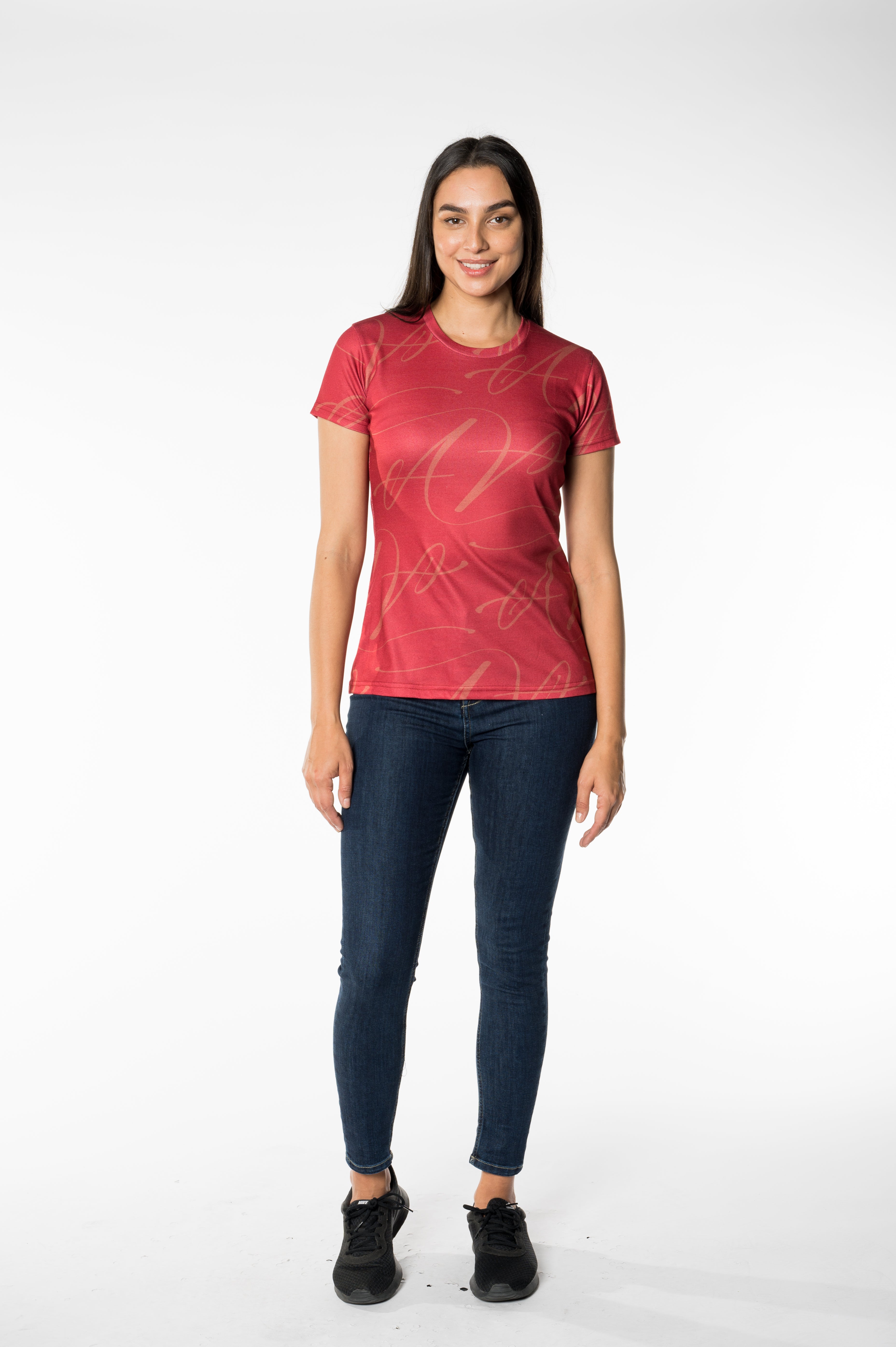 Stylish Red Graphic T-Shirt  with Subtle Script Design