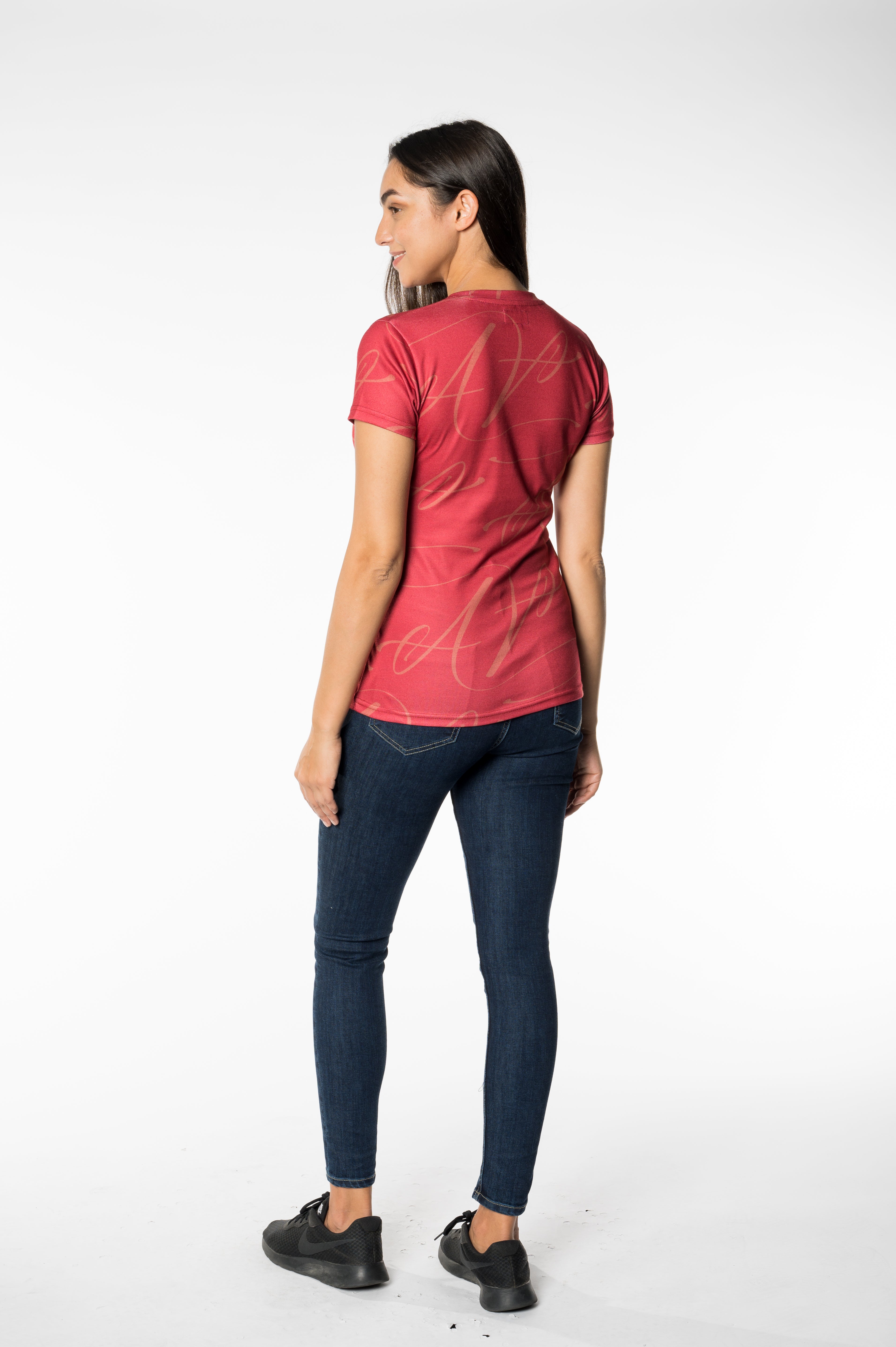 Stylish Red Graphic T-Shirt  with Subtle Script Design
