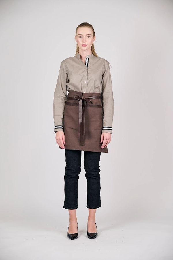 Brown Waist Apron with Leather Tie