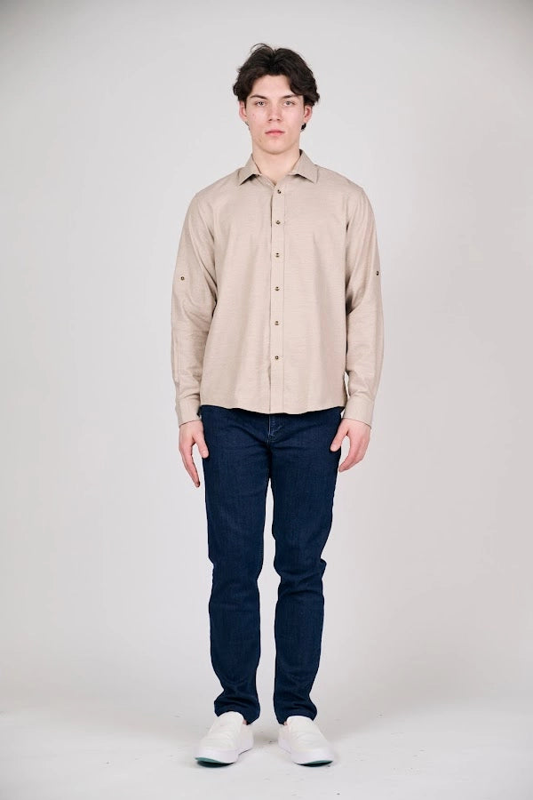 Men's Beige Full Sleeve Shirt